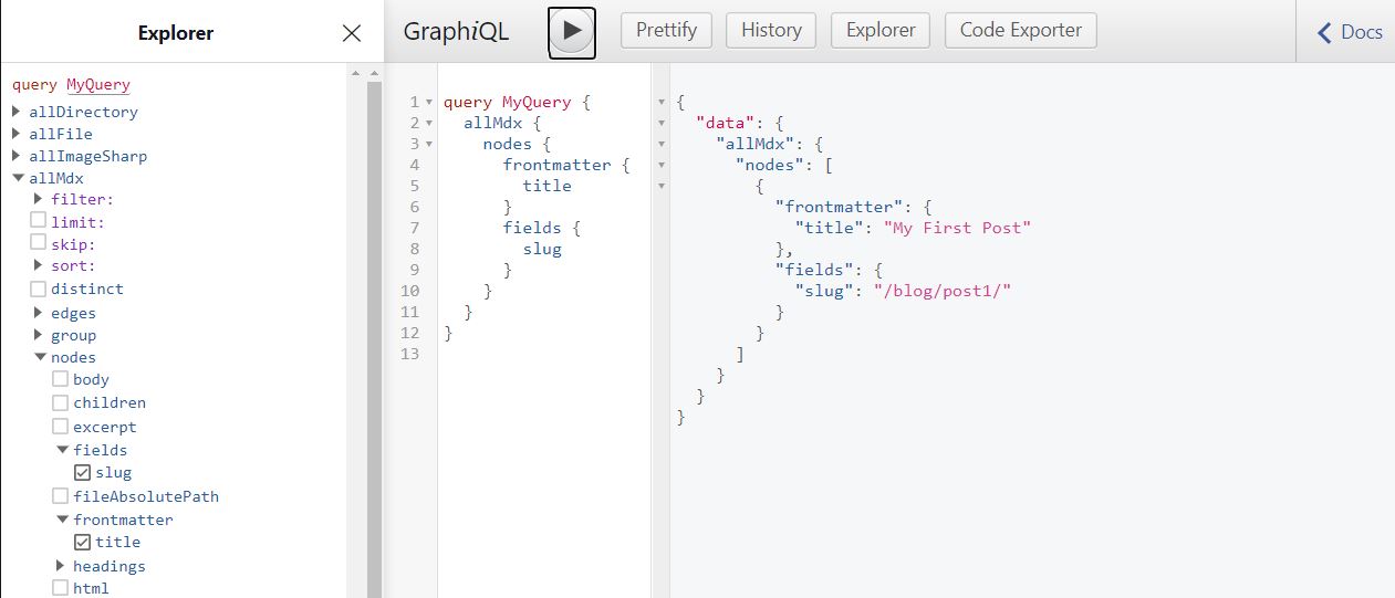 Picture : Getting MDX information using GraphQL